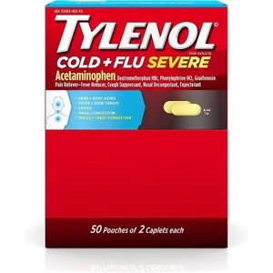 lot 34688 image: Tylenol Cold & Flu Severe Caplets, 50X2 Ea
