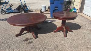 lot 345 image: Two Pedestal Tables with Round Tops