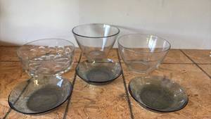 lot 91 image: Salad Serving Bowls and Blue Tinted Place Bowls