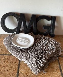 lot 99 image: OMG Decorative Letters with SOAP Dish and Plush Bath Mat