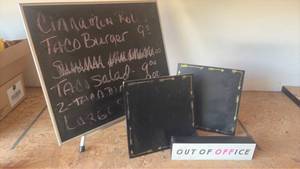 lot 123 image: Tabletop A-Frame Easel, (2) Chalk Boards
