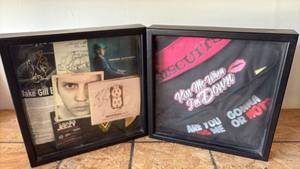 lot 124 image: Framed Music Memorabilia Lot 2 Shadow Boxes (13 by 13 by 2 Inches) Signed Photos Autographs