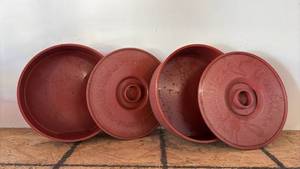 lot 142 image: 2) 8 inch Tortilla Warmers Red Plastic