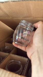 lot 170 image: NIB Tablecraft 6 oz Swirled Cheese Shaker Clear Glass Pack 1 Dozen (opened for pics) chrome Lids included