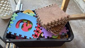 lot 175 image: Bring a Big Box to Collect these Fun Foam Numbers Floor Cover and Shapes Primary Colors and 10) Teddy Bear Finish Tiles  (Tote Not Included)