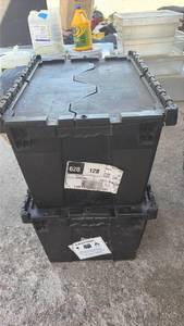 lot 433 image: 2 Black Plastic Storage Totes