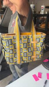 lot 445 image: Merona Tote Bag Yellow Gray Geometric Pattern