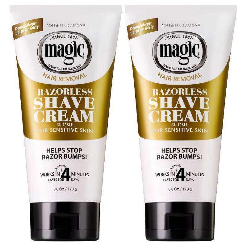 lot 29265 image: SoftSheen-Carson Magic Razorless Shaving Cream, Depilatory Hair Removal Cream, Works in 4 Minutes for Coarse, Curly Hair, 2 Count - Retail $11