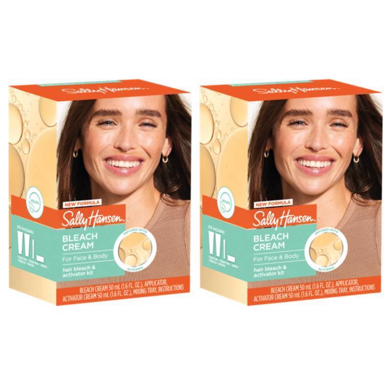 lot 29268 image: Sally Hansen Bleach Cream for Facial & Body Hair  Vegan Formula with Glycerin  All Skin Types  Pack of 2 (Package May Vary) - Retail $12