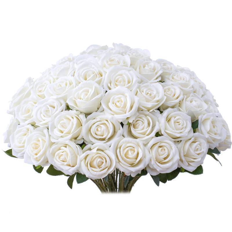 lot 46975 image: 30 PCS Fake White Roses, Artificial White Flowers Bulk, Silk Faux Roses - Retail $30