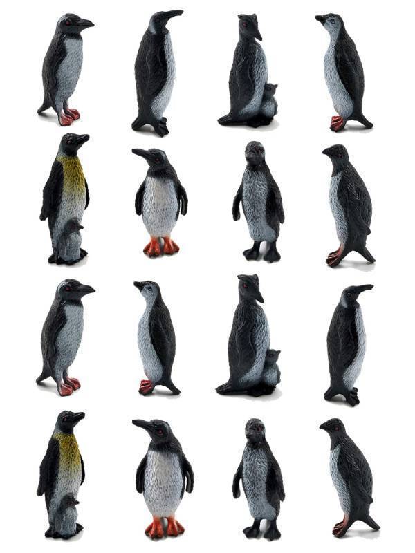 lot 38908 image: 16Pcs Plastic Penguin Figurines, Realistic Penguin Figure Toys Set for Kids - Retail $11