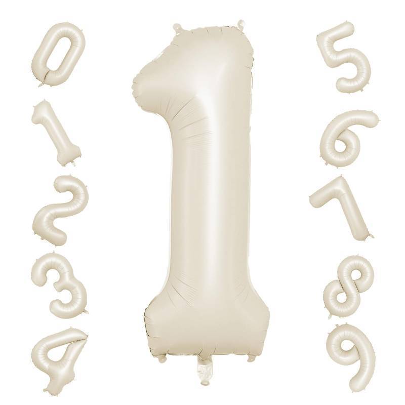 lot 38952 image: 40 Inch Cream Number 1 Balloon, Beige Large 1st Birthday Balloons, Digital 1 Cream White Giant 1 Foil Balloon Helium for 1st Birthday Decorations First Year Boys Girls Baby Shower Party Supplies - Retail $5
