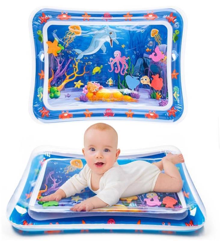 lot 73778 image: Tummy Time Water Mat��Inflatable Tummy Time Water Play Mat for Babies, Infants and Toddlers  - Retail $10