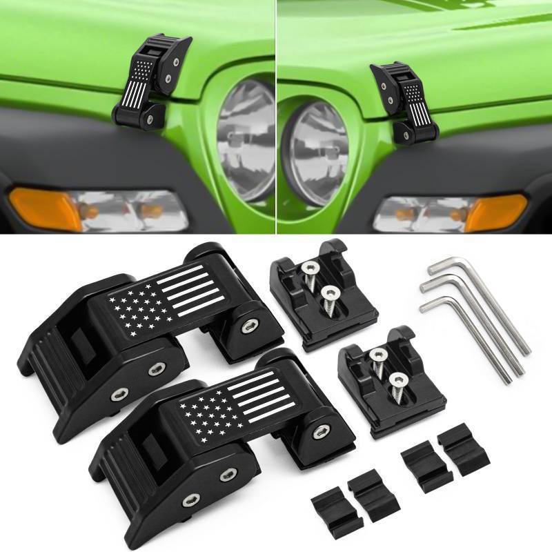 lot 73670 image: Aluminium Alloy Hood Hold-Down Latch Hood Lock Catch & Bracket for Jeep - Retail $32