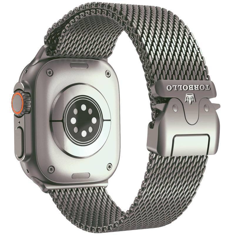 lot 73707 image: Compatible with Apple Watch Band for Men, Milanese Mesh Loop for Apple Watch Ultra 2Ultra 49mm, Series 10 46mm, 987 45mm, SE2SE654 44mm, 321 42mm Parachute-style Buckle - Retail $30