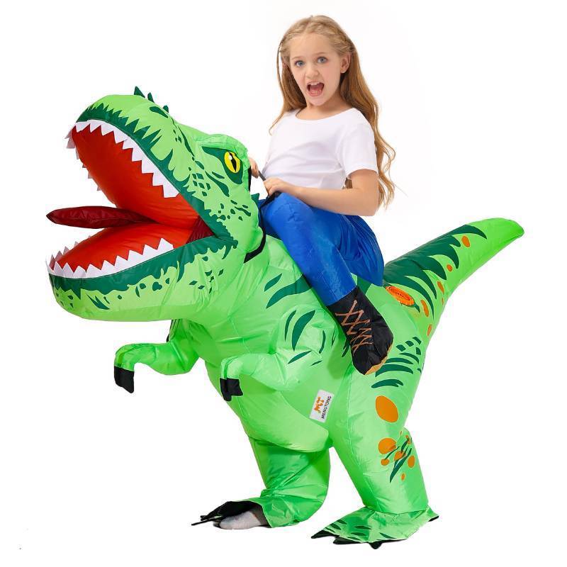 lot 73713 image: Halloween Costume Inflatable Dinosaur Costume Kids Riding T Rex Blow up Funny Party for BoysGirls��3Y�� - Retail $20