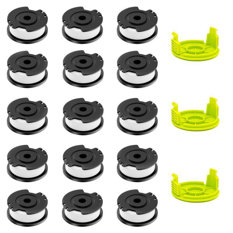 lot 29143 image: 15 Packs Spool Line, 0.065 Replacement Line Spools and 3 Spool Caps Compatible 250S String Trimmer - Retail $17
