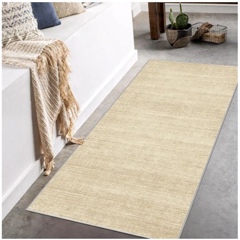 lot 47116 image: 2x5 Runner Rug Non Slip, Washable Rug Runners for Hallways,Brown, Low Pile, Sripe Soft & Lighweight, Folable, Stain Resistant - Retail $24