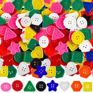 lot 47212 image: 300 Pieces Big Bright Buttons 8 Colors 8 Shapes for Kids Crafts - Retail $34