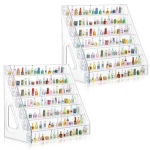 lot 47217 image: 2 Pack 7 Tier Transparent Acrylic Mini Brand Organizer Display Rack Clear Acrylic Large Capacity Storage Organizer Tray Display Box for Mini Brands Collector Toys Figures Makeup Graded Cards - Retail $24