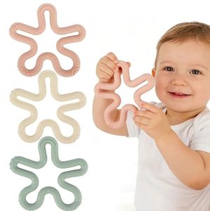 lot 47220 image: 3pcs Coral Flower Teether Ring Baby Teething Toys Silicone Teether Baby Teether Ring Toys for Babies  - Retail $6