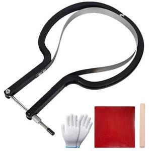 lot 47236 image: Table Tennis Rubber Cutter Kit - Adjustable Arc Bow Knife Design Fits All Racket Curves.4-Piece Set.Cutting Knife - Roller - Gloves - Table Tennis Bat Replacement Rubbers Sheet. - Retail $60