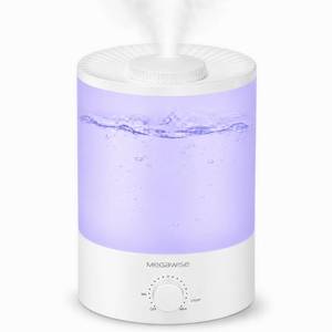 lot 47269 image: MegaWise Healthy Top-Refill Cool Mist Humidifiers for Bedroom, 24dB Ultrasonic Air Vaporizer with Water Filter for Baby PP Material, Colorful Night Light,1 Gal Essential Oil Diffuser, Auto Shut Off - Retail $34