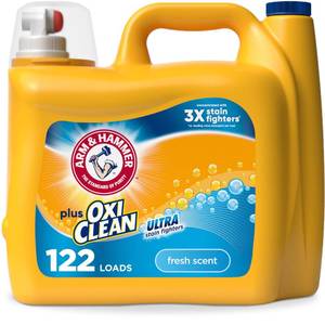 lot 47274 image: ARM & HAMMER Plus OxiClean Ultra Stain Fighters Liquid Laundry Detergent - Retail $12
