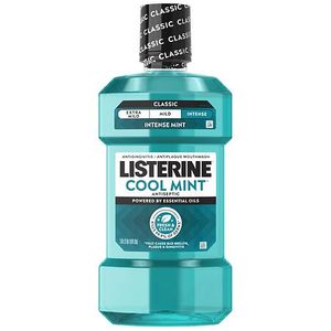 lot 47279 image: Listerine Cool Mint Antiseptic Mouthwash for Bad Breath and Plaque  Intense Mint  33.8 fl oz1 L - Retail $7