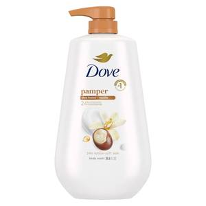 lot 47281 image: Dove Body Wash Pamper Shea Butter & Vanilla 30.6 oz Pump, Sulfate Free - Retail $13