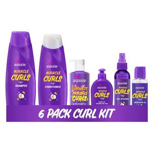 lot 47287 image: Miracle Curls Shampoo, Conditioner, Deep Conditioner, Refresher Gel, Detangling Milk, Oil Treatment 6-Piece Set - Retail $36