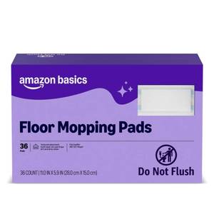 lot 47288 image: Amazon Basics Floor Mopping Dry Pads, Super Absorbent, Fits Swiffer WetJet Mopping Systems, 36 Count, Packaging May Vary - Retail $14