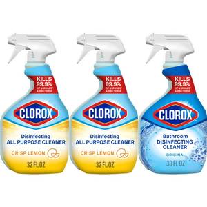 lot 47290 image: Clorox Disinfecting Cleaner Pack, 32 fl. oz., 3 Pack - Retail $15