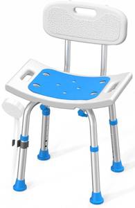lot 47291 image: HOMLAND Shower Chair for Inside Shower with Removable Back, Aluminum Frame - Retail $40
