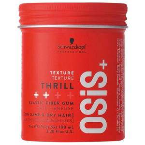 lot 59321 image: OSiS Thrill Fibre Gum �� Medium Hold Flexible Style Control, 3.38 Oz �� Bendable and Moldable Texturizing �� Mega-Fibers and Natural Carnauba Wax for Long-Lasting Separation and Shine - Retail $22