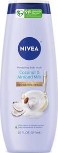 lot 59361 image: NIVEA Pampering Coconut and Almond Milk Body Wash, 20 FL OZ - Retail $5