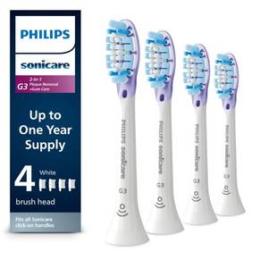 lot 59371 image: Philips Sonicare G3 Two-in-One Brush Heads, 4-Pack, 1 Year Supply, White - Retail $45