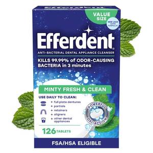 lot 59380 image: Efferdent Denture Cleaner Tablets, Minty Fresh & Clean, 126 Count - Retail $6