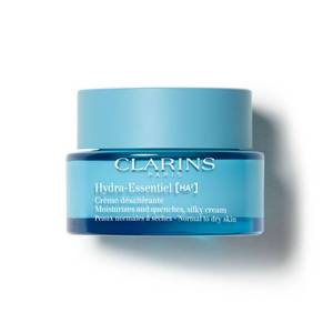 lot 59427 image: CLARINS Hydra-Essentiel Silky CreamIntensely Hydrating Moisturizer60 Seconds to Plumper SkinNourishes, Comforts and SoftensDouble Dose Hyaluronic AcidNormal-Dry Skin1.7 Ounces - Retail $53