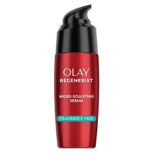 lot 59454 image: Olay Regenerist Micro Sculpting Serum, Fragrance Free Anti Aging Face Serum for Daily Use, Hydrating and Firming Facial Serum for Smoother Skin and Wrinkle Appearance, Lightweight Formula, 1.7 Fl Oz - Retail $21