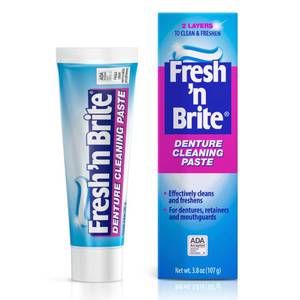 lot 59499 image: Fresh n Brite Denture Cleaner Paste, ADA Accepted Dual Action Formula for Fresh Breath & Gentle Care of Dentures, 1 Count - Retail $6