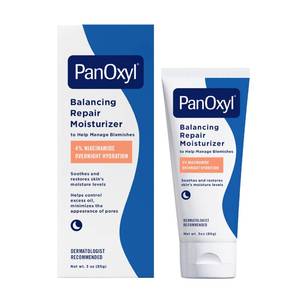 lot 59510 image: PanOxyl PM Balancing Repair Moisturizer with Niacinamide, Ceramides and Cica, Hydrating Face Moisturizer, Acne Prone Skin and Dry Skin, Non-Comedogenic Night Face Moisturizer, 3 oz - Retail $10