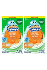 lot 59527 image: Scrubbing Bubbles Fresh Brush Flushable Cleaner Refills, 20 Count, (2-Pack) - Retail $15