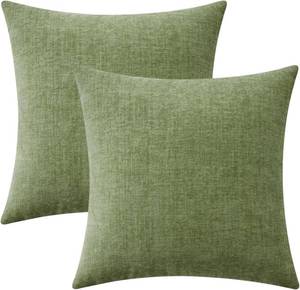 lot 7655 image: MIULEE Soft Chenille Euro Throw Pillow Covers Sage Green 22x22 Pack of 2