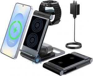lot 7674 image: Wireless Charger for Samsung 3 in 1 Wireless Charging Station Stand