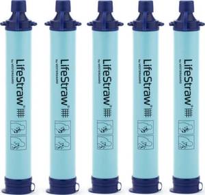 LifeStraw Personal Water Filter for Hiking, Camping, Travel, 5 Pack, Blue - Retail $80