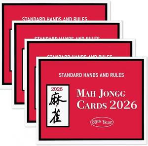 lot 7706 image: 4 Pcs Mah Jong Cards 2026 Office Revision Standard Print Red