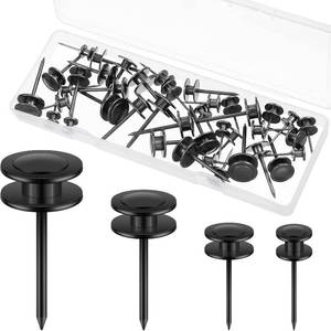 lot 7707 image: 40 Pcs Double Headed Picture Hangers Nails Thumb Tacks, Black