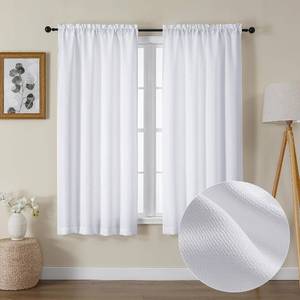 lot 7710 image: White Curtains 63 Inch Length for Bedroom, 2 Panels Set