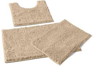 lot 7720 image: LuxUrux 3-Piece Bathroom Rug Set   Plush Chenille Mats & U-Shaped Toilet Mat